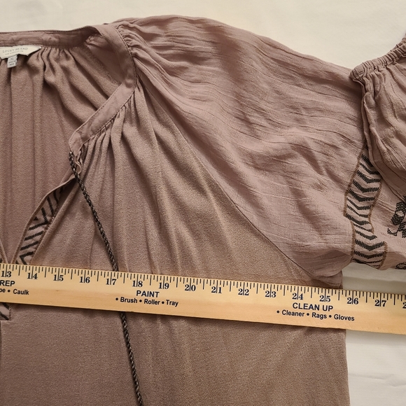 Lucky Brand Long Sleeve V-Neck Tassel, Boho Peasant Flowy Crop Top, Size XL - Picture 8 of 9